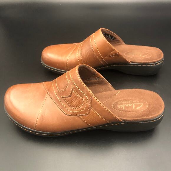 Clarks Bendables Brown Leather Mules, Women's Size 6.5M/EUR 37 - Picture 3 of 7